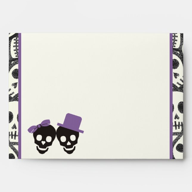Halloween crânes élégants enveloppe mariage violet (Devant)