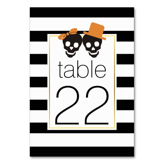 Halloween crânes rayures mariage numéro de table (Par défaut)