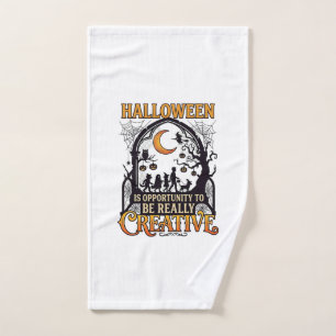Halloween Creative Kids Silhouette Crescent Moon W Hand Towel