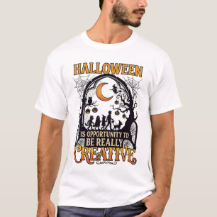 Halloween Creative Kids Silhouette Crescent Moon W T-Shirt