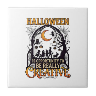 Halloween Creative Kids Silhouette Crescent Moon W Tile
