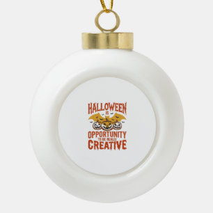 Halloween Creative Pumpkin Bat Vintage Vector Desi Ceramic Ball Christmas Ornament