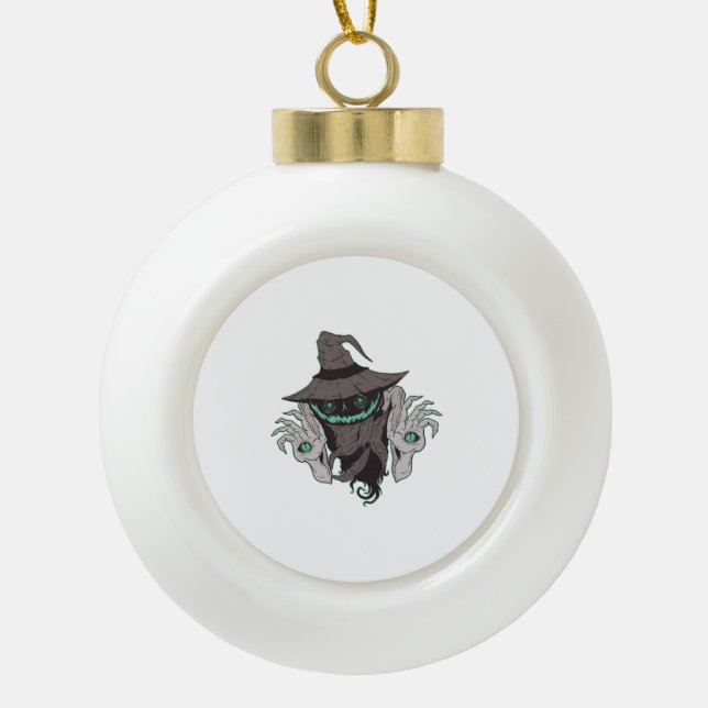 Halloween Creature Ceramic Ball Christmas Ornament (Front)