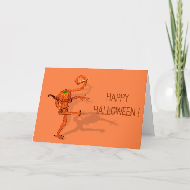 Halloween Creature From Galaxy Pumpkin Card (Front)