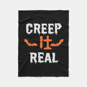 Halloween Creep It Real Funny Bat Birthday Fleece Blanket