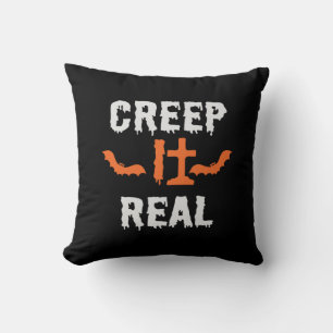 Halloween Creep It Real Funny Bat Birthday Throw Pillow