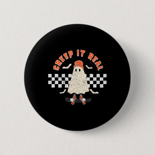 Halloween Creep It Real Ghost Boy Fall Season Skat 2 Inch Round Button