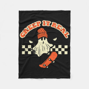 Halloween Creep It Real Ghost Skater Costume Men B Fleece Blanket