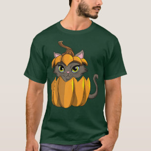 Halloween Creepy Black Cat Pumpkin Witches Fan Gho T-Shirt