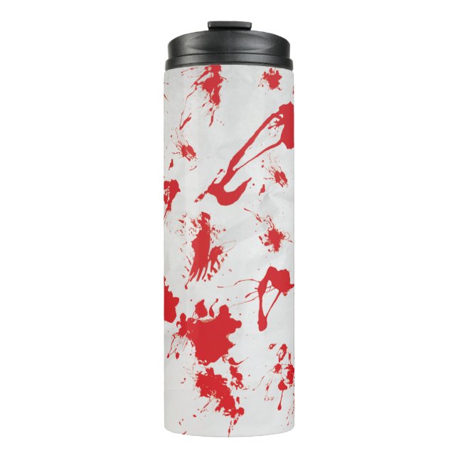 Halloween Creepy Blood Splatter Red White Thermal Tumbler (Front)