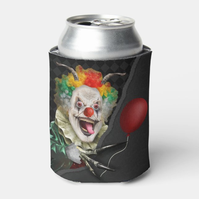 Halloween Creepy Clown Scary Circus Monogrammed Can Cooler (Can Front)