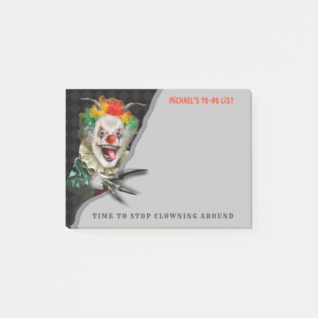Halloween Creepy Clown Scary Funny Horror Custom Post-it Notes (Front)