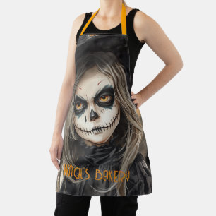 Halloween,Creepy Cute Witch Girl Halloween Apron