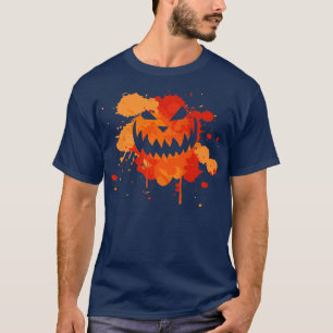 Halloween Creepy Evil Jack o Lantern Smiling Face T-Shirt