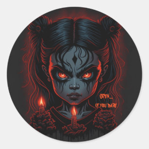 Halloween Creepy Girl Classic Round Sticker