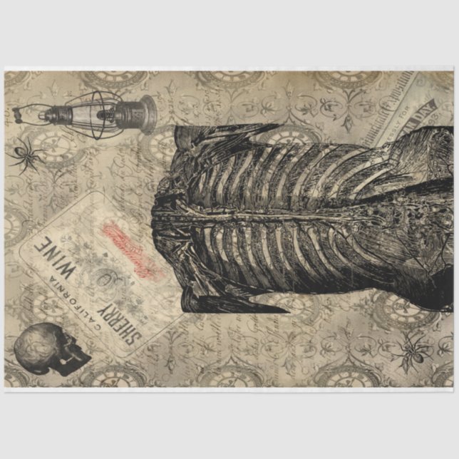 Halloween Creepy Human Anatomy Vintage Ephemera Tissue Paper (Front)