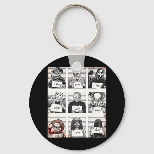 Halloween Creepy Legends Killer Mugshots Horror Fa Keychain (Front)