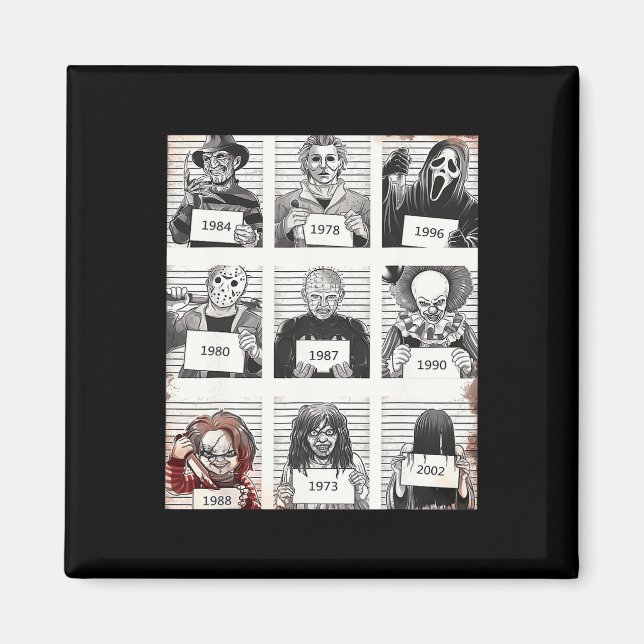 Halloween Creepy Legends Killer Mugshots Horror Fa Magnet (Front)