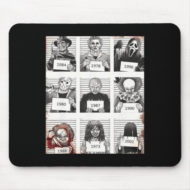 Halloween Creepy Legends Killer Mugshots Horror Fa Mouse Pad (Front)