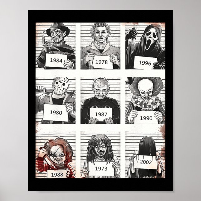 Halloween Creepy Legends Killer Mugshots Horror Fa Poster (Front)