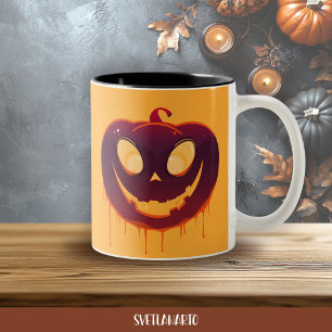 Halloween Creepy Pumpkin Face Coffee Mug