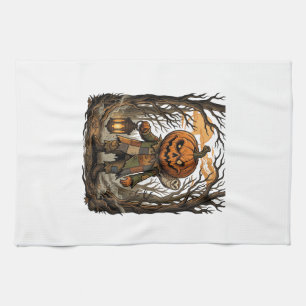 Halloween Creepy Pumpkin Scarecrow Lantern Owl Hau Kitchen Towel