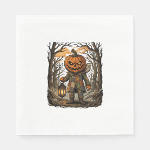 Halloween Creepy Pumpkin Scarecrow Lantern Owl Hau Napkin