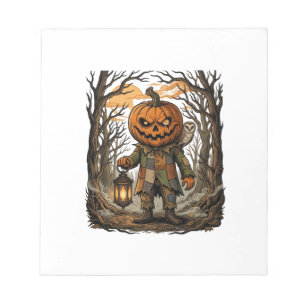 Halloween Creepy Pumpkin Scarecrow Lantern Owl Hau Notepad