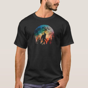 Halloween Creepy Sasquatch In The Cemetery Spooky T-Shirt