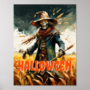 Halloween Creepy Scarecrow Poster