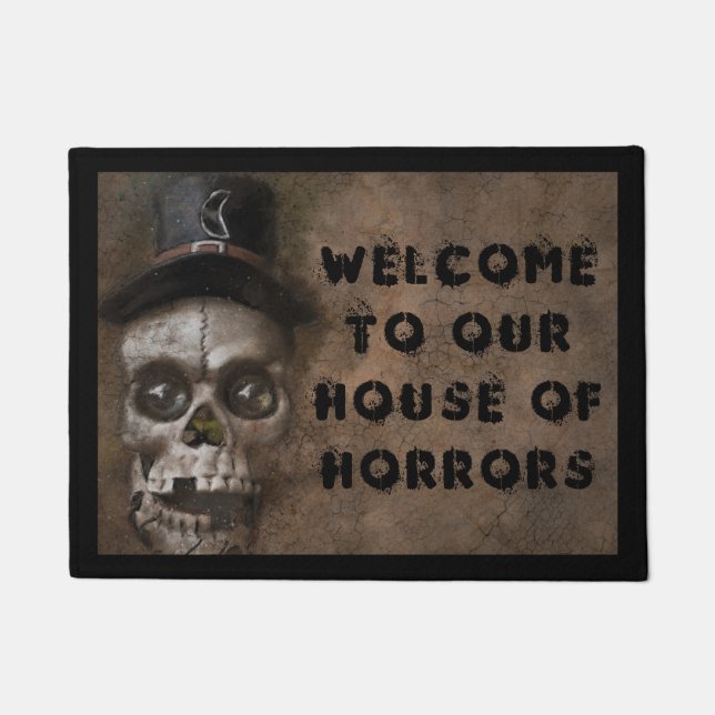 Halloween Creepy Skull Welcome Doormat (Front)