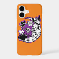 Halloween Crescent Moon Witch Skull