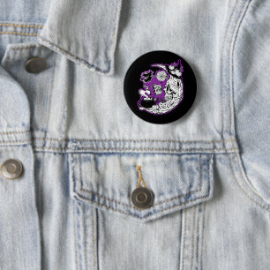 Halloween Crescent Moon Witch Skull 2 Inch Round Button