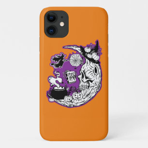 Halloween Crescent Moon Witch Skull iPhone 11 Case