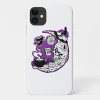 Halloween Crescent Moon Witch Skull