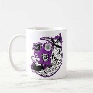 Halloween Crescent Moon Witch Skull Coffee Mug