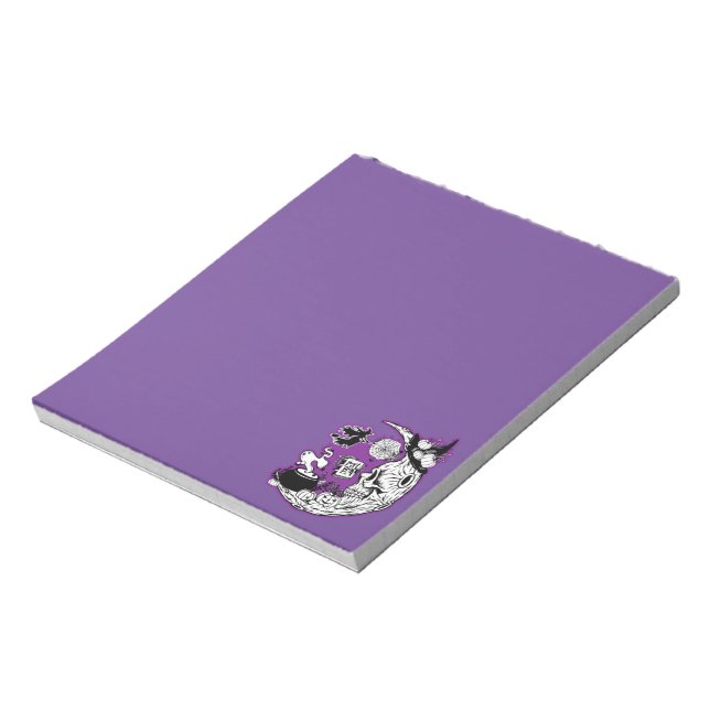 Halloween Crescent Moon Witch Skull Notepad (Rotated)