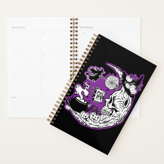 Halloween Crescent Moon Witch Skull Planner (Display)