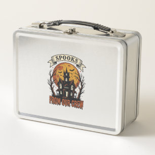 Halloween Crew Shirt Vintage Haunted House Design_ Metal Lunch Box