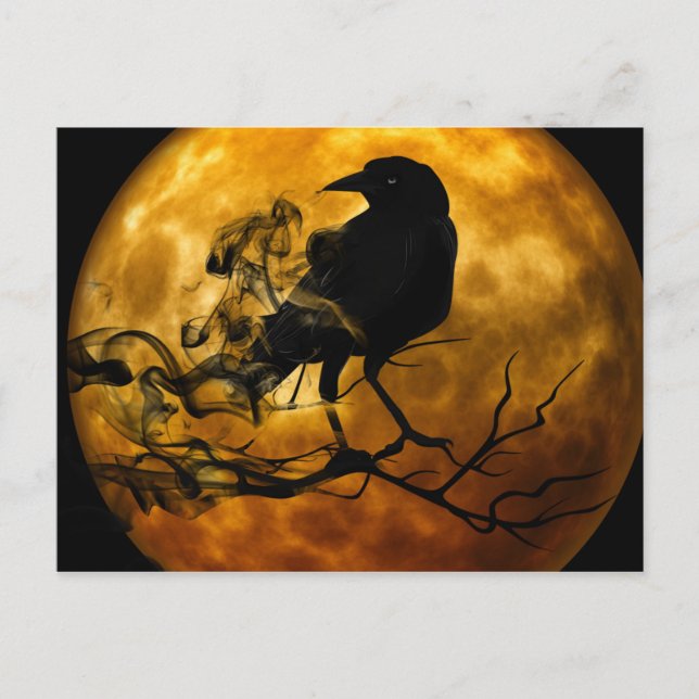 Halloween crow in the night postcard (Front)