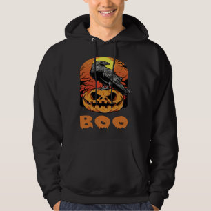 Halloween Crow Raven Moon Pumpkin Costume Boo Hoodie