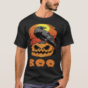 Halloween Crow Raven Moon Pumpkin Costume Boo T-Shirt
