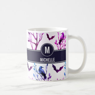 Halloween Crows Bats Monogram Personalized Name Coffee Mug