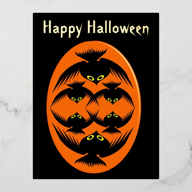 Halloween Crows Custom Foil Holiday Postcard (Front)