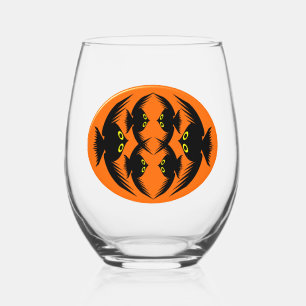 Halloween Crows Stemless Wine Glass