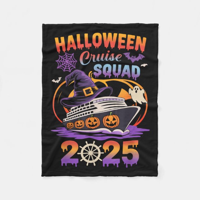 Halloween Cruise Squad 2025 Matching Cruising Crew Fleece Blanket (Front)