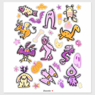 Halloween Cryptid Monsters Cartoon Pattern