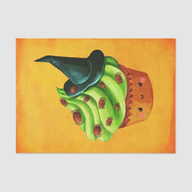 Halloween Cupcake full of tiny spiders Tissue Paper (Front)