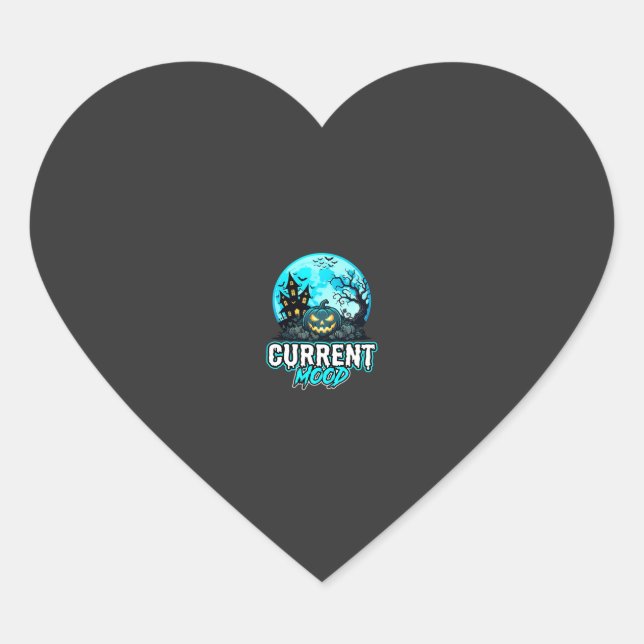 Halloween Current Mood Haunted Pumpkin Heart Sticker (Front)