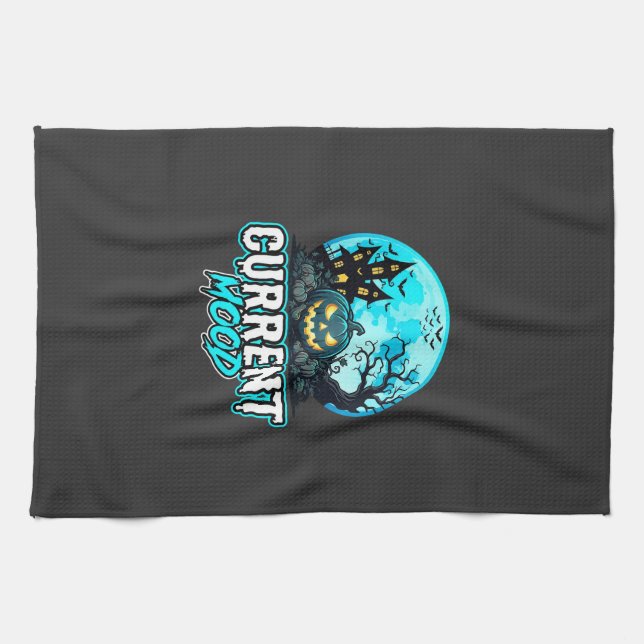 Halloween Current Mood Haunted Pumpkin Kitchen Towel (Horizontal)